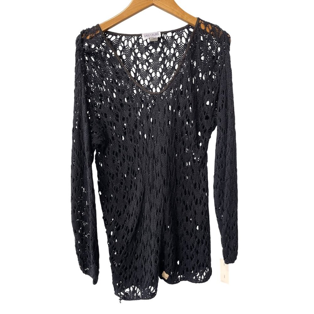 Vintage 90s Carly Blake Open Knit Sweater Large Fairygoth Black Deadstock NEW
